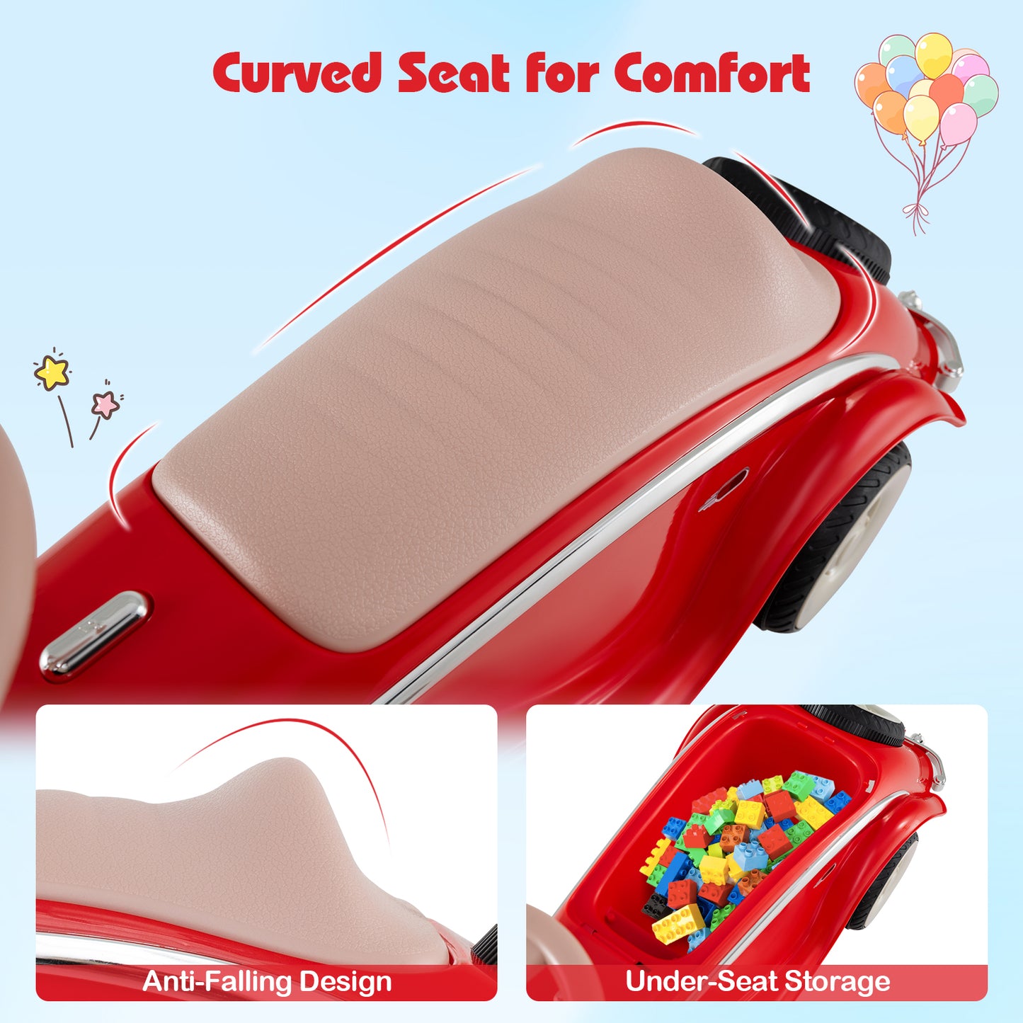 Toddler Ride on Toy Classic Sliding Car with Horn and LED Headlight, Red Push & Pedal Ride On Toys at Gallery Canada