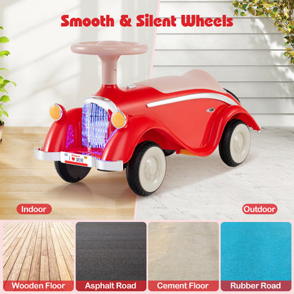 Toddler Ride on Toy Classic Sliding Car with Horn and LED Headlight, Red Push & Pedal Ride On Toys at Gallery Canada