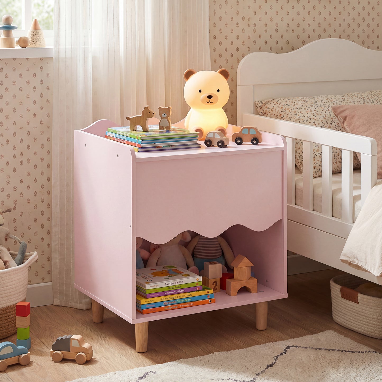 Toddler Scalloped Side Table, Pink Kids Storage at Gallery Canada