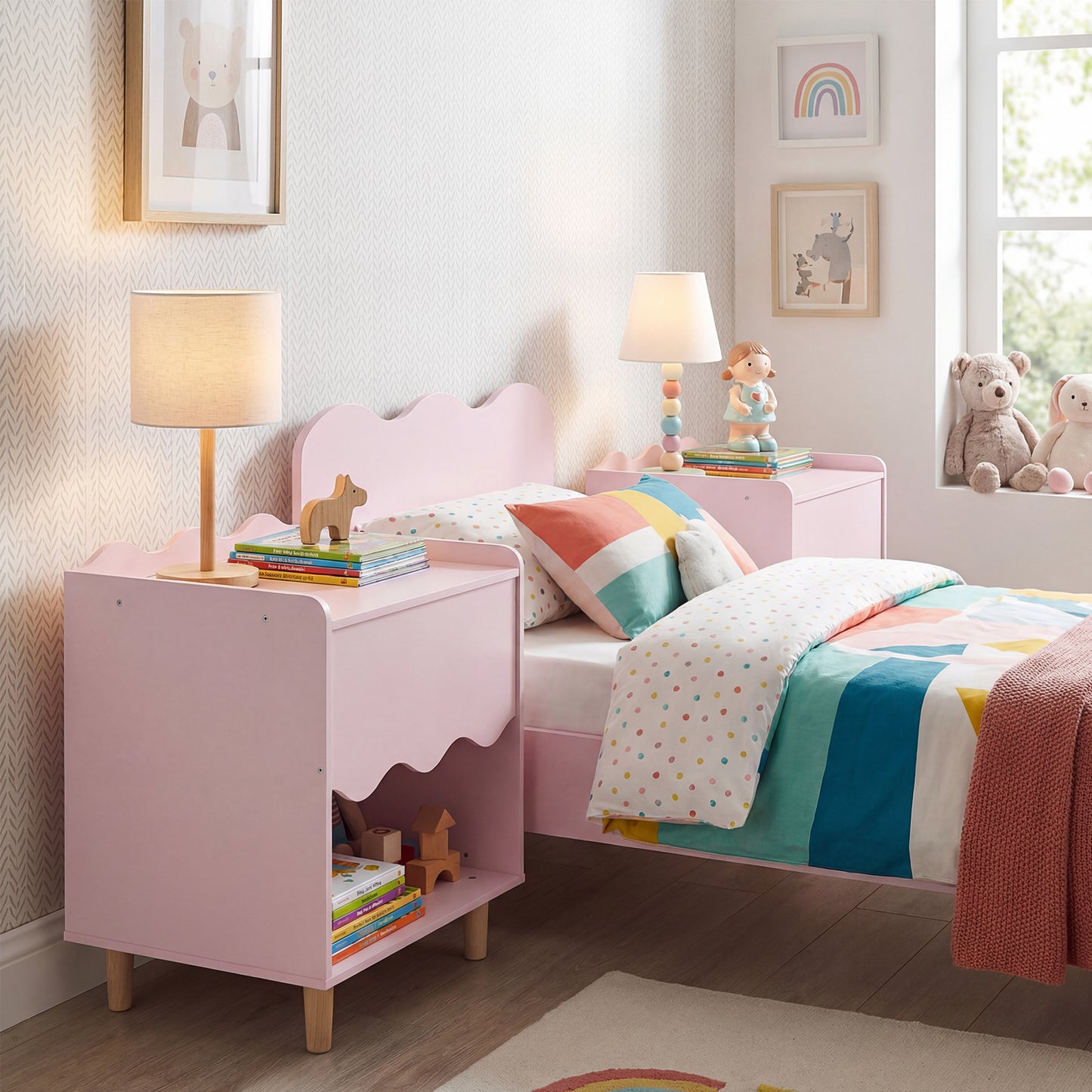 Toddler Scalloped Side Table, Pink Kids Storage at Gallery Canada