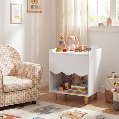 Toddler Scalloped Side Table, Wide Top Open Compartment, White Kids Storage at Gallery Canada