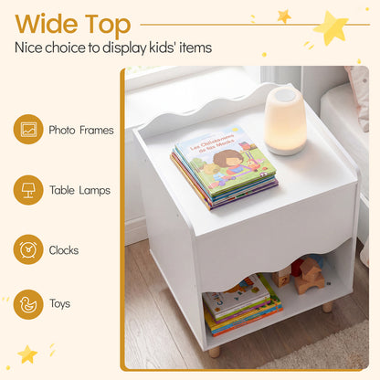 Toddler Scalloped Side Table, Wide Top Open Compartment, White Kids Storage at Gallery Canada