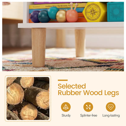 Toddler Scalloped Side Table, Wide Top Open Compartment, White Kids Storage at Gallery Canada