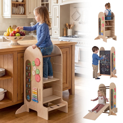 Toddler Standing Tower, Adjustable Height Step Stool With Chalkboard Toddler & Kids Furniture at Gallery Canada