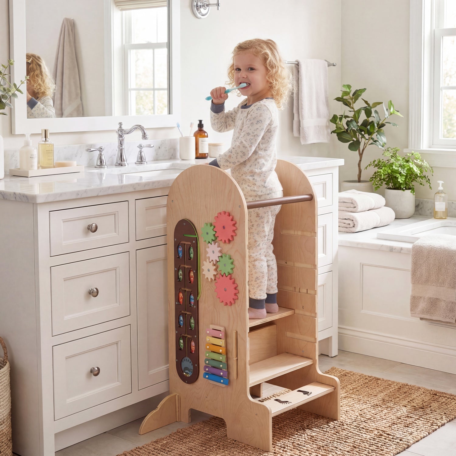 Toddler Standing Tower, Adjustable Height Step Stool With Chalkboard Toddler & Kids Furniture at Gallery Canada