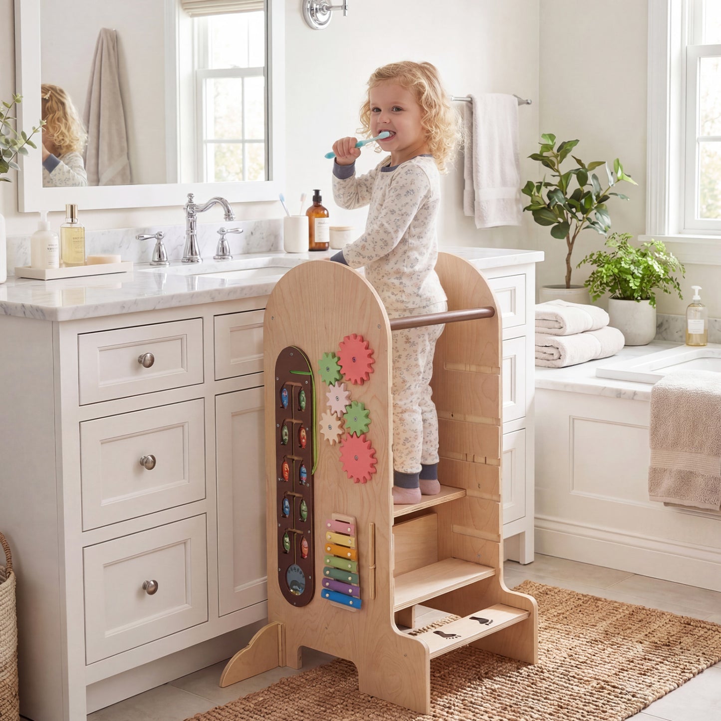 Toddler Standing Tower, Adjustable Height Step Stool With Chalkboard Toddler & Kids Furniture at Gallery Canada