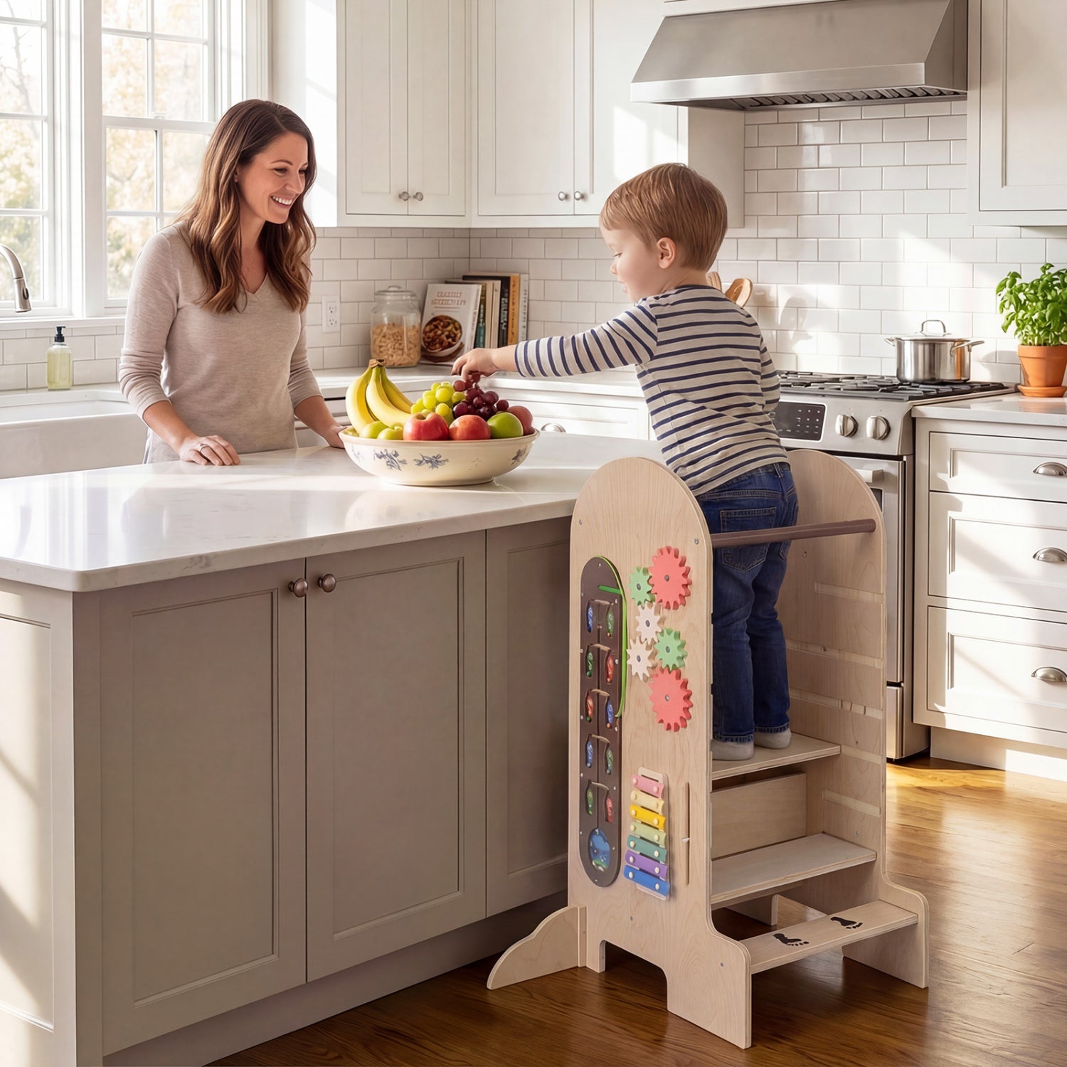 Toddler Standing Tower, Adjustable Height Step Stool With Chalkboard Toddler & Kids Furniture at Gallery Canada