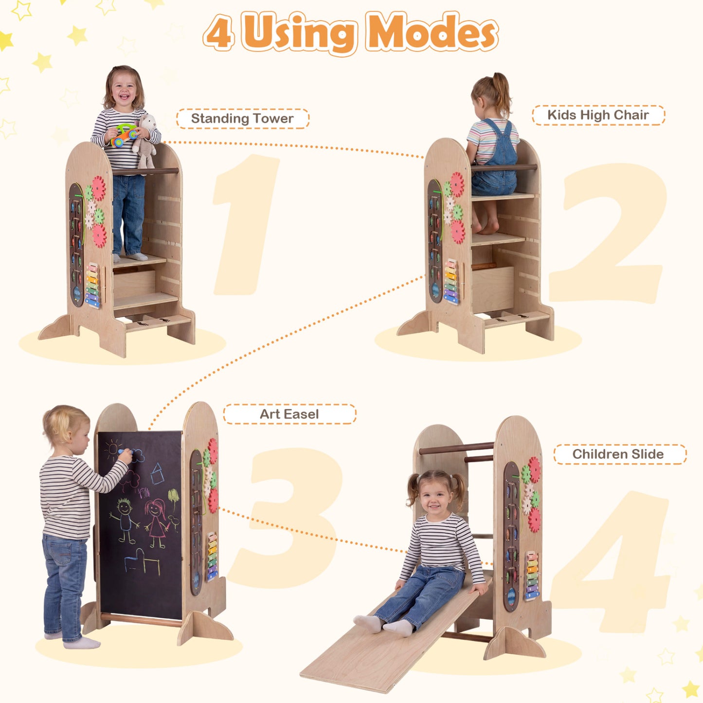 Toddler Standing Tower, Adjustable Height Step Stool With Chalkboard Toddler & Kids Furniture at Gallery Canada