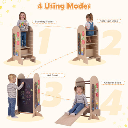 Toddler Standing Tower, Adjustable Height Step Stool With Chalkboard Toddler & Kids Furniture at Gallery Canada