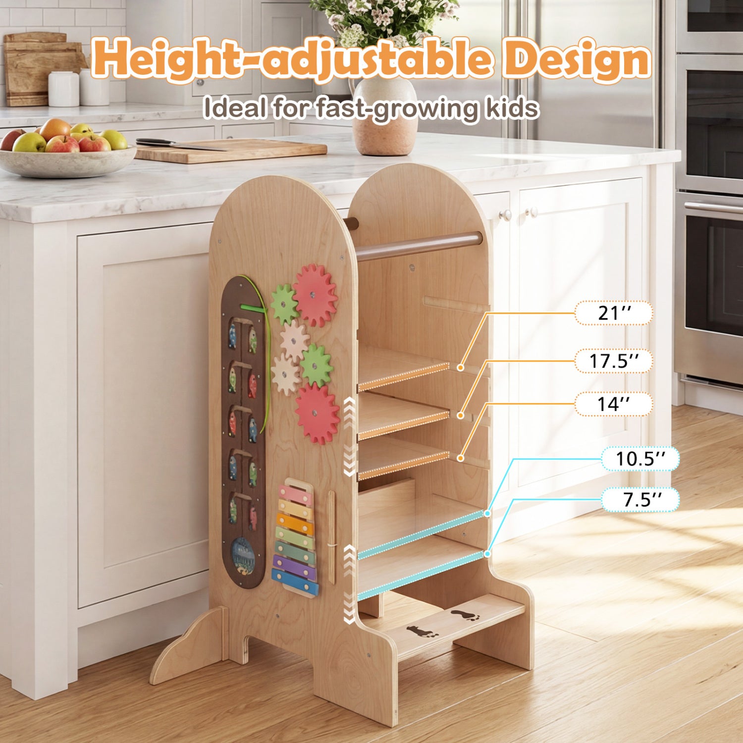Toddler Standing Tower, Adjustable Height Step Stool With Chalkboard Toddler & Kids Furniture at Gallery Canada
