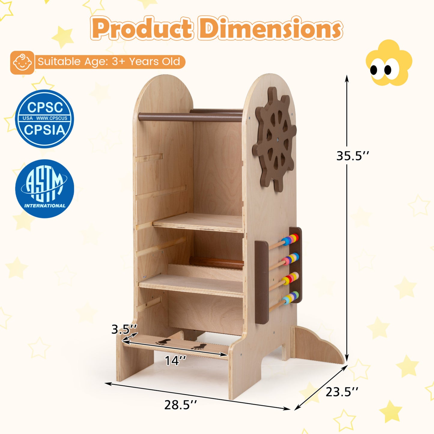 Toddler Standing Tower, Adjustable Height Step Stool With Chalkboard Toddler & Kids Furniture at Gallery Canada