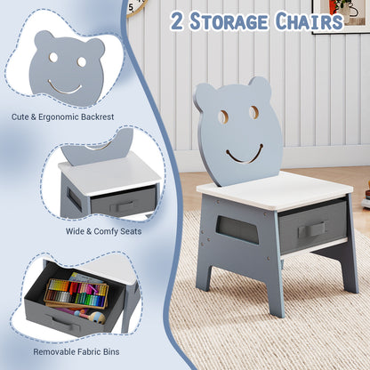 Toddler Table and 2 Chairs 5-in-1 Cute Art Desk Set with Reversible Chalkboard Whiteboard-Grey, Gray Kids Table & Chair Sets at Gallery Canada