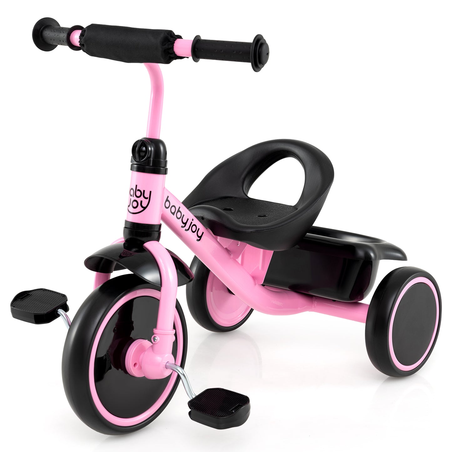 Toddler Tricycle, Adjustable Seat, Storage Basket, 3-5 Years, Pink Push & Pedal Ride On Toys Pink at Gallery Canada