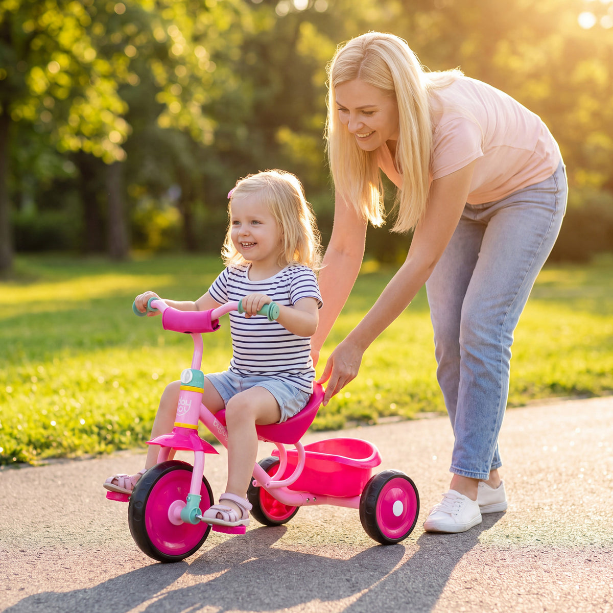 Toddler Tricycle Kids 2-5 Years, Removable Rear Basket, Pink Push & Pedal Ride On Toys at Gallery Canada