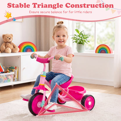 Toddler Tricycle Kids 2-5 Years, Removable Rear Basket, Pink Push & Pedal Ride On Toys at Gallery Canada