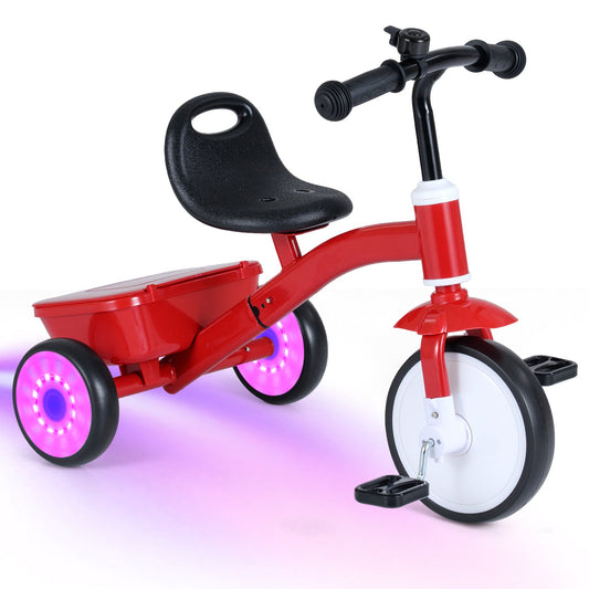 Toddler Tricycle with Glowing Wheels and 4-Level Adjustable Seat Balance Bikes Options at Gallery Canada