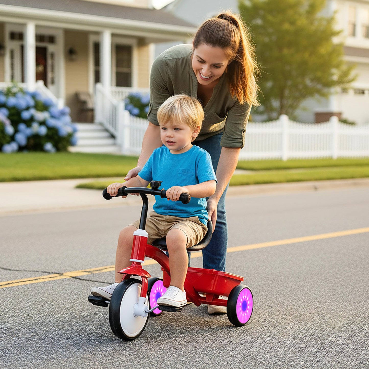 Toddler Tricycle with Glowing Wheels and 4-Level Adjustable Seat Balance Bikes at Gallery Canada