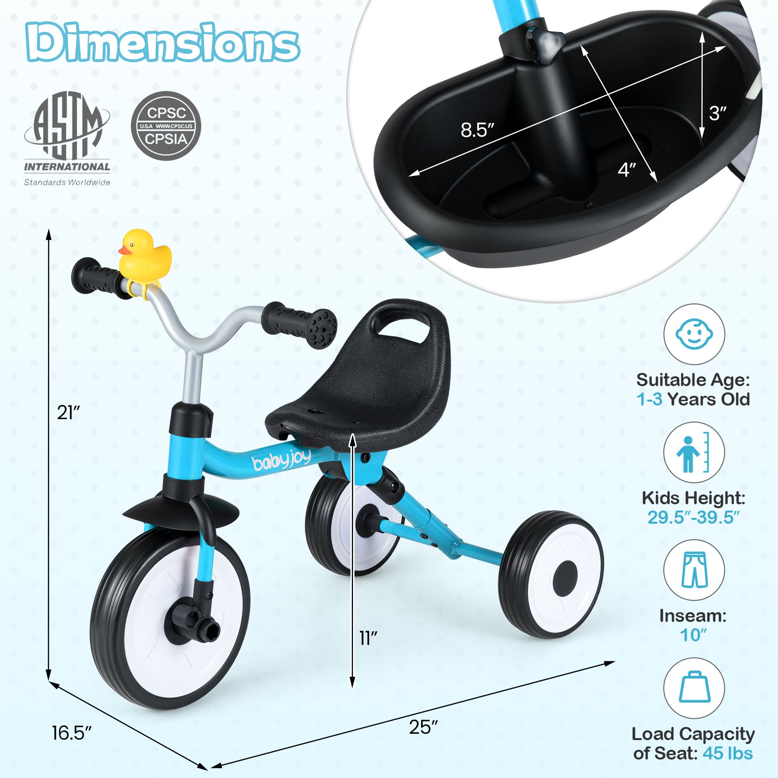 Toddler Tricycle With Seat And Storage Basket, Blue Push & Pedal Ride On Toys at Gallery Canada