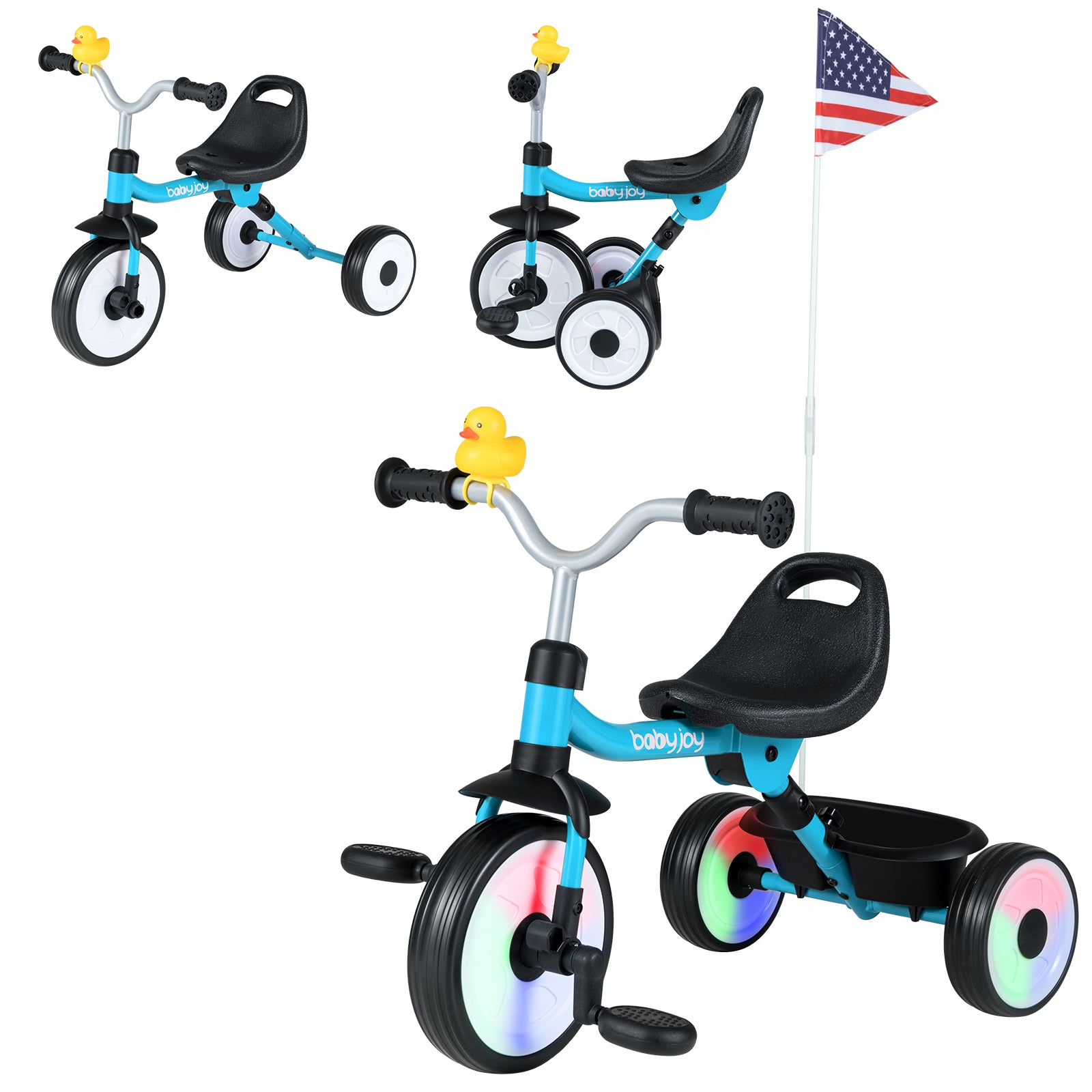 Toddler Tricycle With Seat And Storage Basket, Blue Push & Pedal Ride On Toys at Gallery Canada