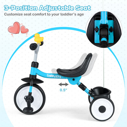 Toddler Tricycle With Seat And Storage Basket, Blue Push & Pedal Ride On Toys at Gallery Canada