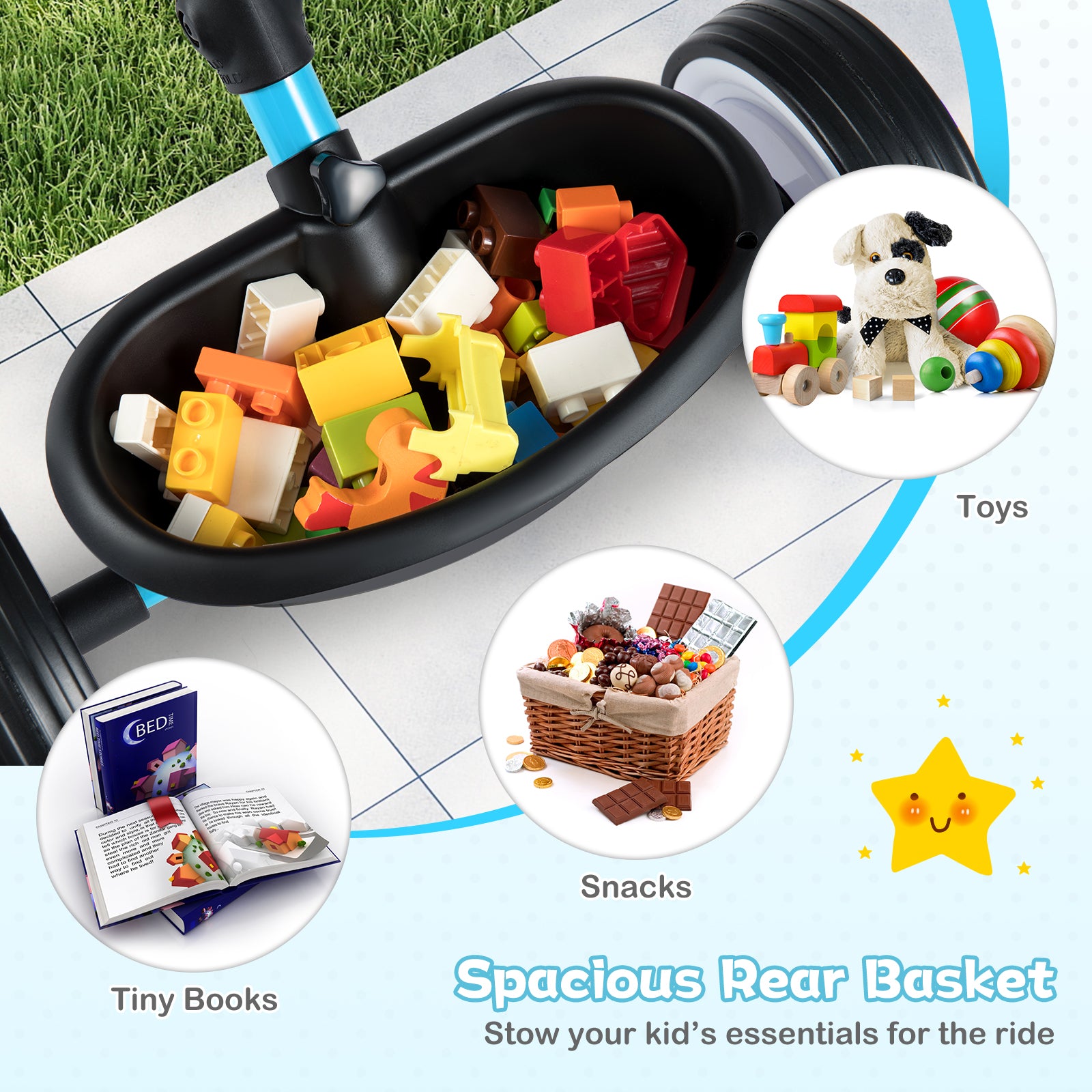 Toddler Tricycle With Seat And Storage Basket, Blue Push & Pedal Ride On Toys at Gallery Canada