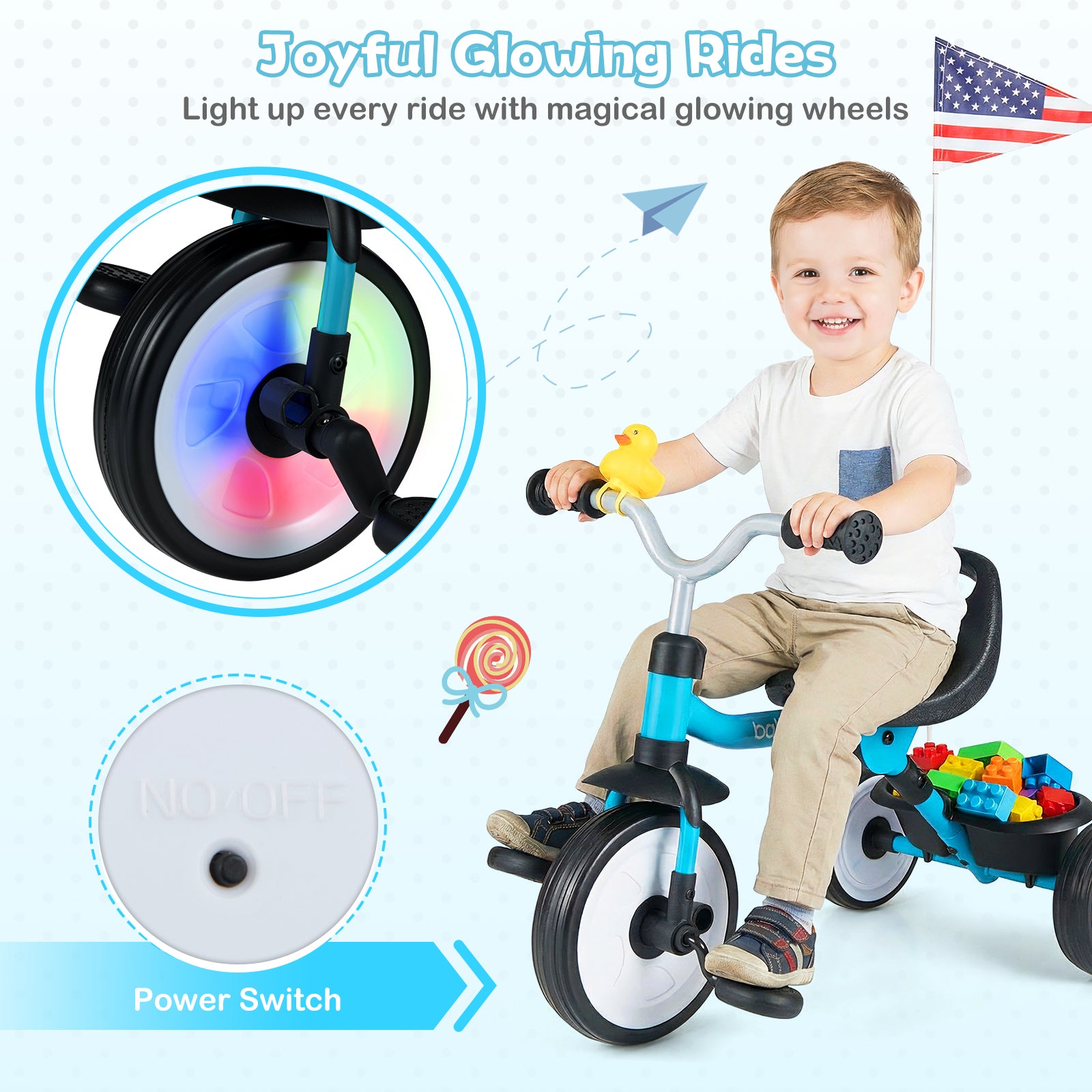 Toddler Tricycle With Seat And Storage Basket, Blue Push & Pedal Ride On Toys at Gallery Canada