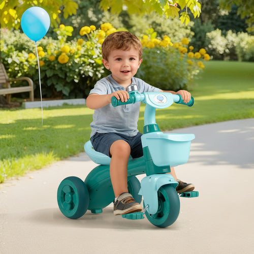 Toddler Tricycle, with Front Basket and Bell, Green