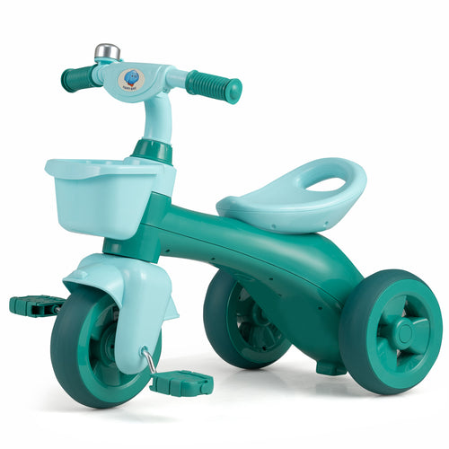 Toddler Tricycle, with Front Basket and Bell, Green