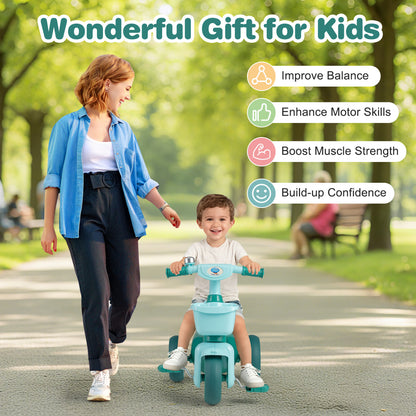 Toddler Tricycle, with Front Basket and Bell, Green