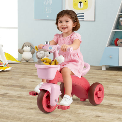Toddler Tricycle, With Basket & Bell, Pink