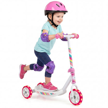 Toddlers Kick Scooter with LED Light-Up Wheels and Wide Anti-Slip Deck for Boys and Girls, Pink Scooters at Gallery Canada