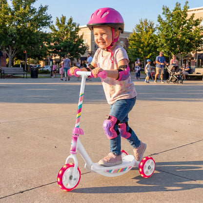Toddlers Kick Scooter with LED Light-Up Wheels and Wide Anti-Slip Deck for Boys and Girls, Pink Scooters at Gallery Canada