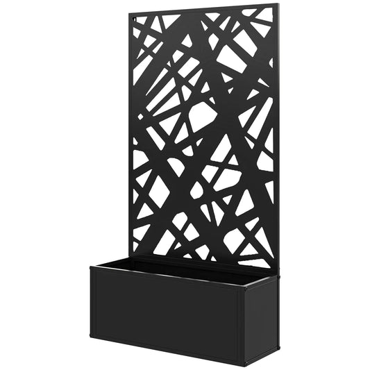 Metal Raised Garden Bed With Trellis, Privacy Panel, Irregular Line Cut-Outs Galvanized Planter Boxes Black at Gallery Canada