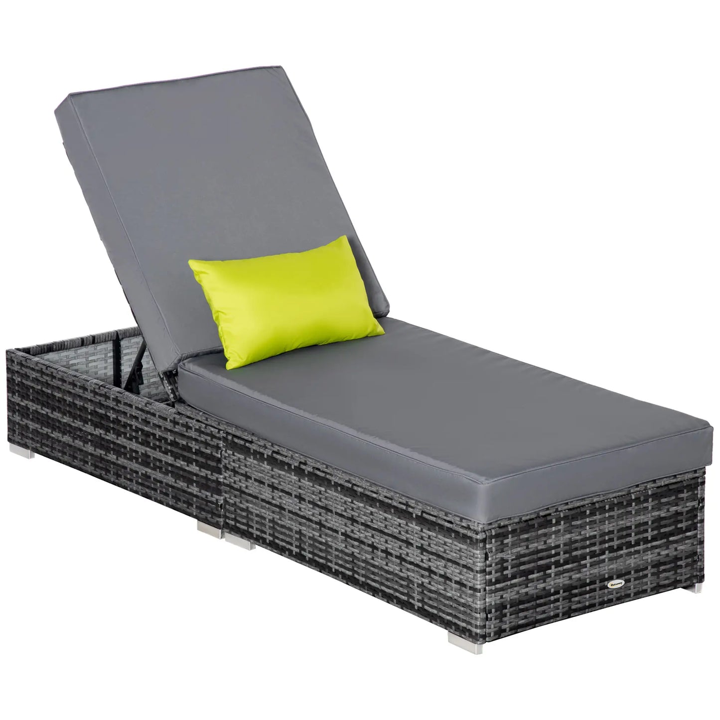 Patio Wicker Lounger, Outdoor PE Rattan Chaise Lounge, Adjustable Recliner, Grey Chaise Loungers Mixed Grey, Grey at Gallery Canada