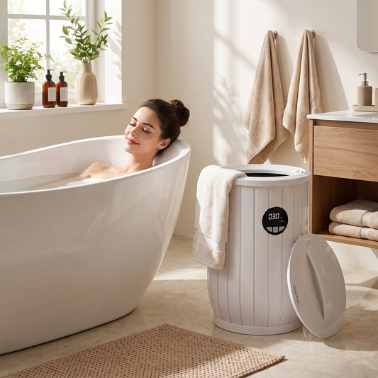 Towel Warmer Heated Bucket With Auto Shut Off, Fragrance Tray, White