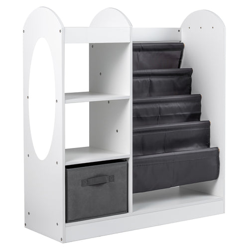 Toy Storage Organizer with 4-Tier Sling Shelves, White