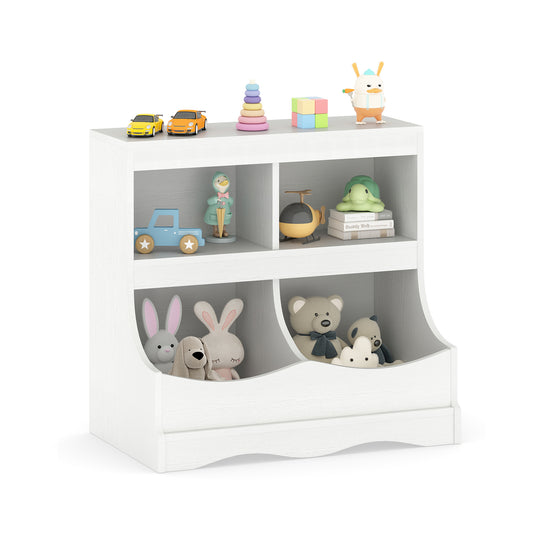 Toy Storage Organizer 4-Cubby Kids Bookcase for Toys and Books, White Kids Storage White at Gallery Canada