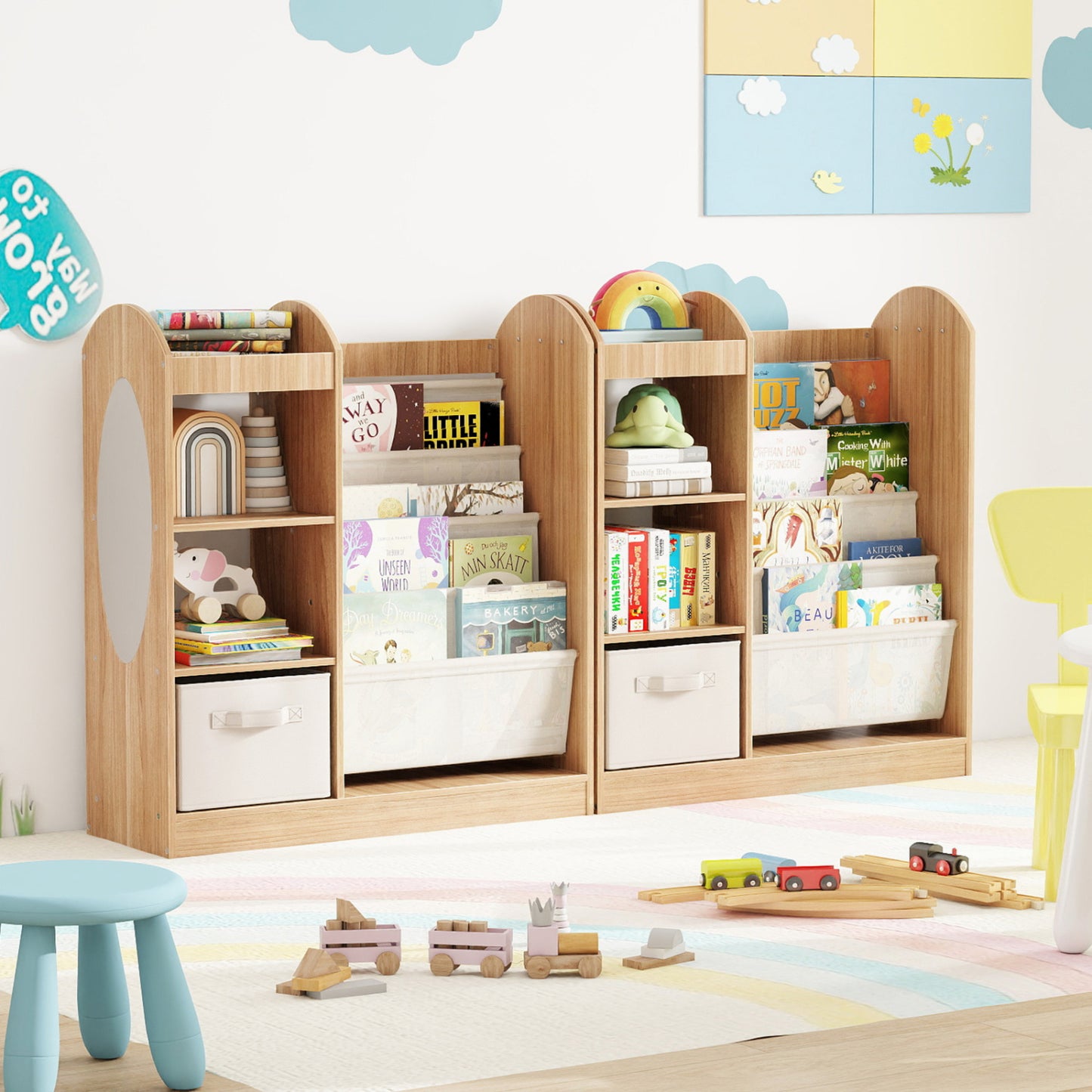 Toy Storage Organizer with 4-Tier Sling Shelves, Natural Kids Storage at Gallery Canada
