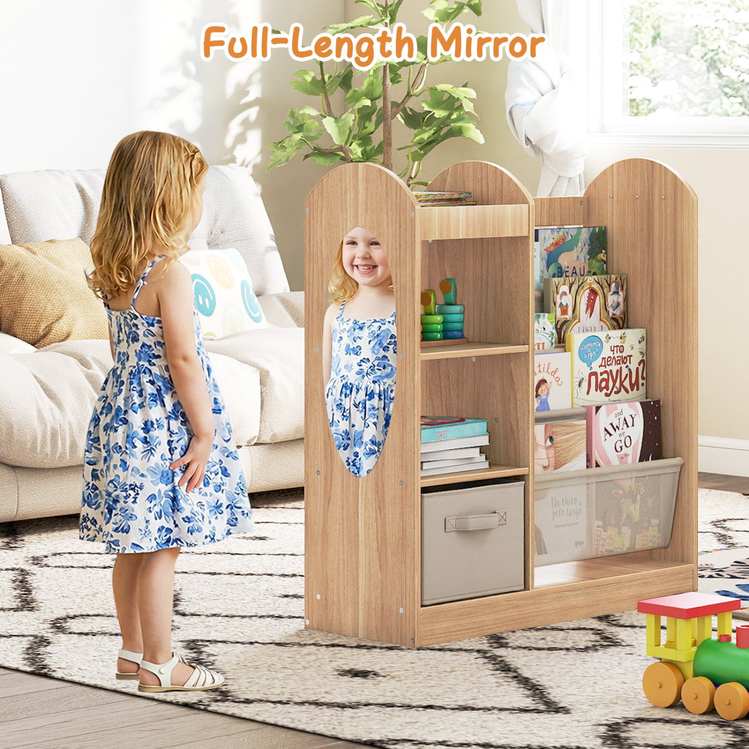 Toy Storage Organizer with 4-Tier Sling Shelves, Natural Kids Storage at Gallery Canada