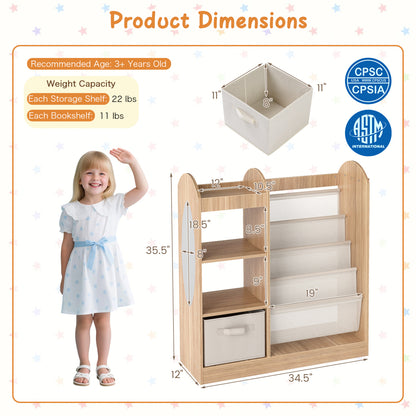 Toy Storage Organizer with 4-Tier Sling Shelves, Natural Kids Storage at Gallery Canada