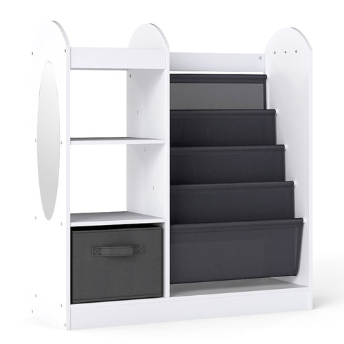 Toy Storage Organizer with 4-Tier Sling Shelves, White