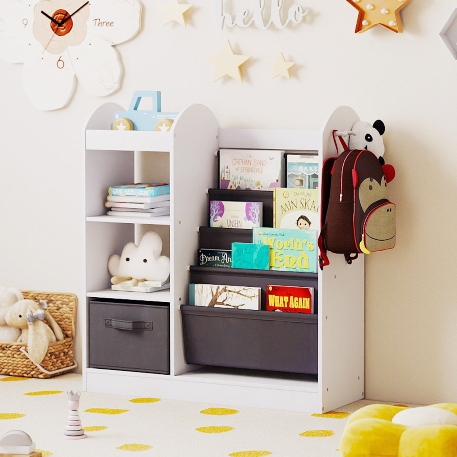 Toy Storage Organizer with 4-Tier Sling Shelves, White Kids Storage at Gallery Canada