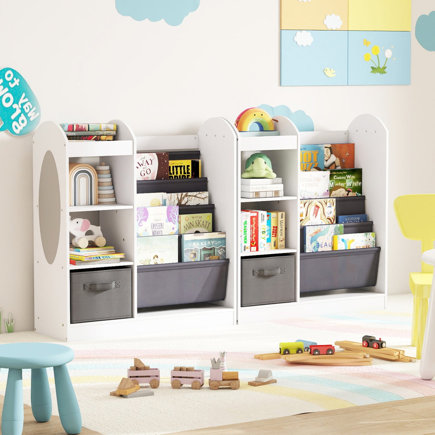 Toy Storage Organizer with 4-Tier Sling Shelves, White Kids Storage at Gallery Canada