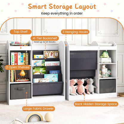 Toy Storage Organizer with 4-Tier Sling Shelves, White Kids Storage at Gallery Canada