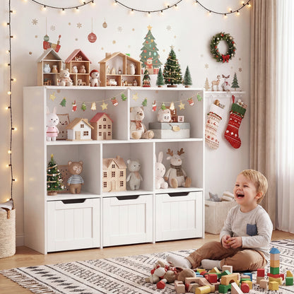 Toy Storage Organizer, 3 Drawers, 5 Cubbies, White