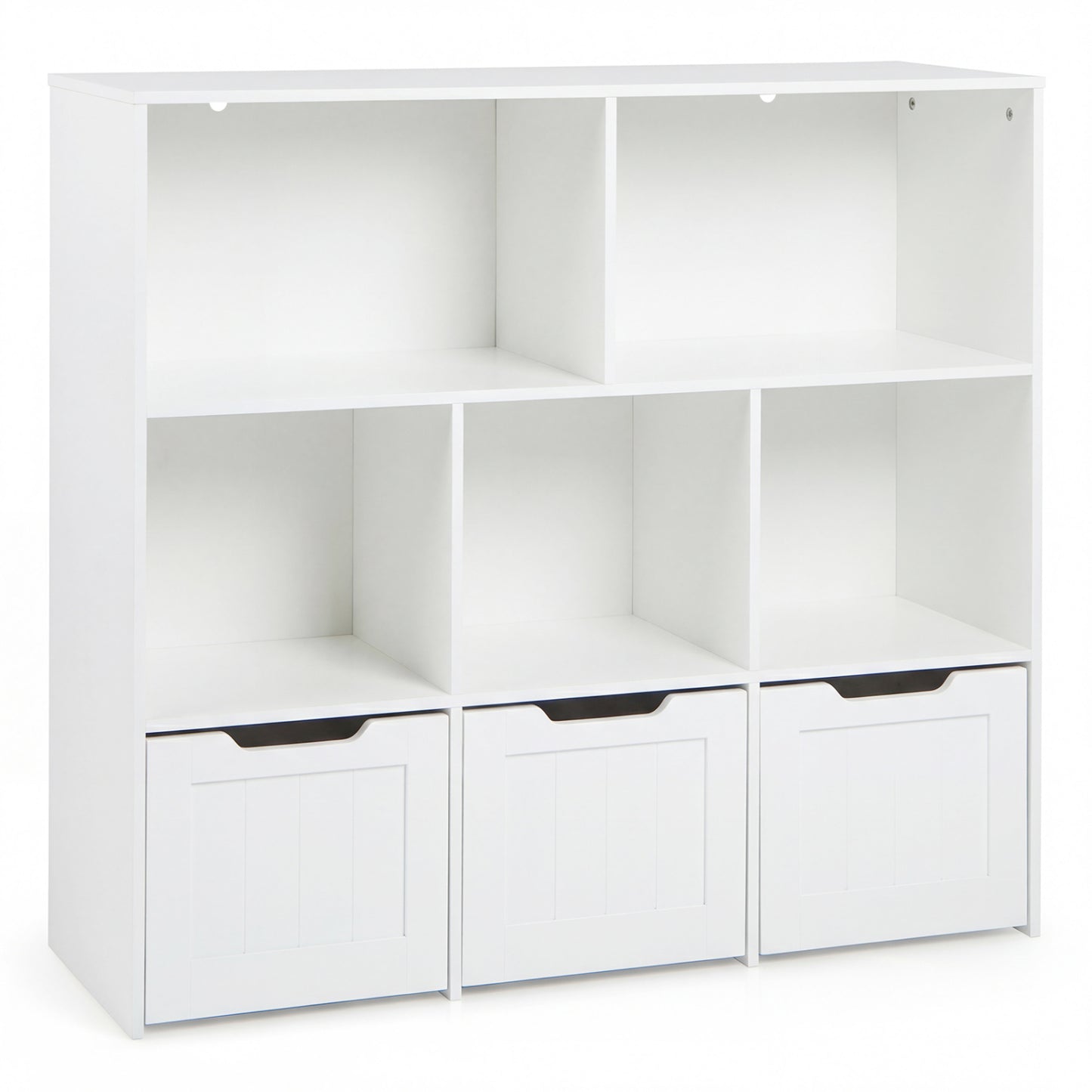 Toy Storage Organizer, 3 Drawers, 5 Cubbies, White