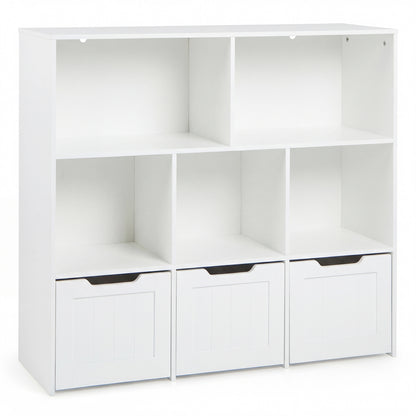 Toy Storage Organizer, 3 Drawers, 5 Cubbies, White