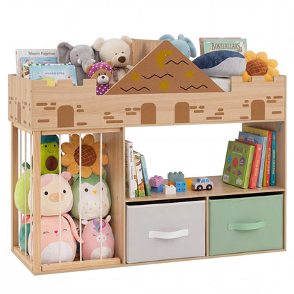 Organisateur de rangement pour jouets avec étagères, naturel