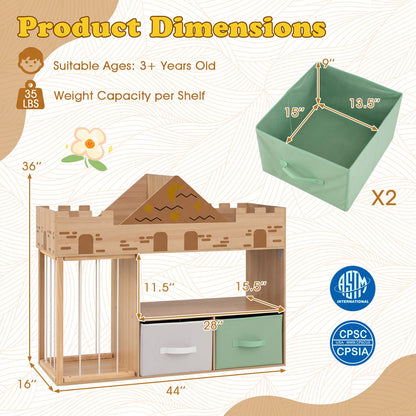 Organisateur de rangement pour jouets avec étagères, naturel