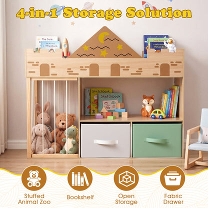 Organisateur de rangement pour jouets avec étagères, naturel